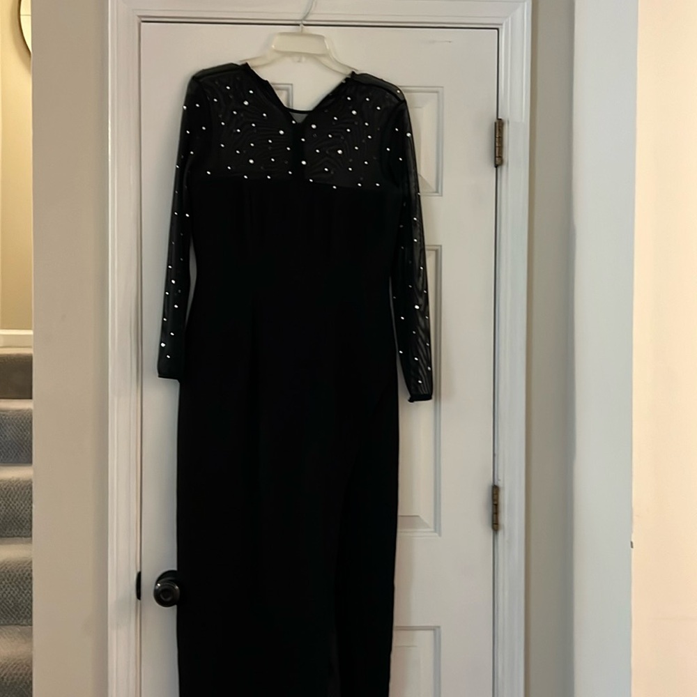 Chetta B formal black dress with rhinestones